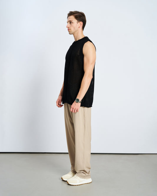 Basic Örgü Atlet -Siyah