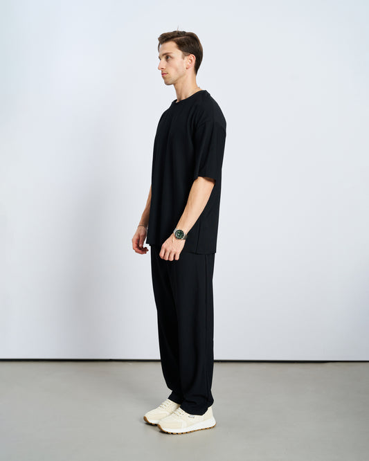 Oversize Rahat Kesim Basic Eşofman Takım - Siyah