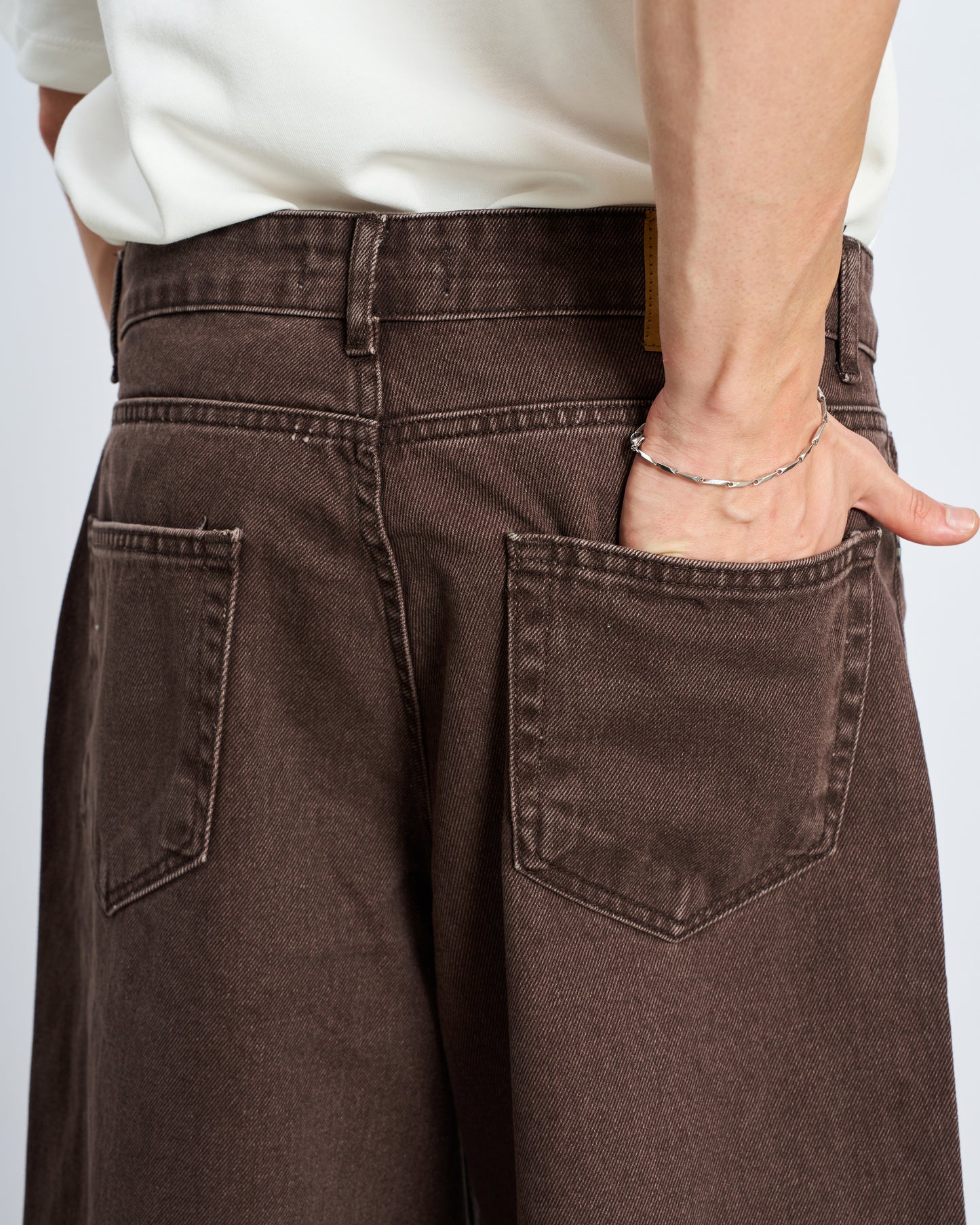 Oversize Bermuda Denim Şort - Kahve