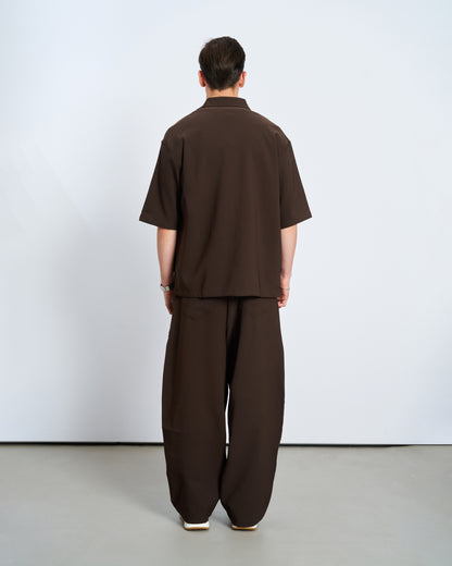 Oversize Çift Cepli Gömlek Pantolon Takım - Kahve