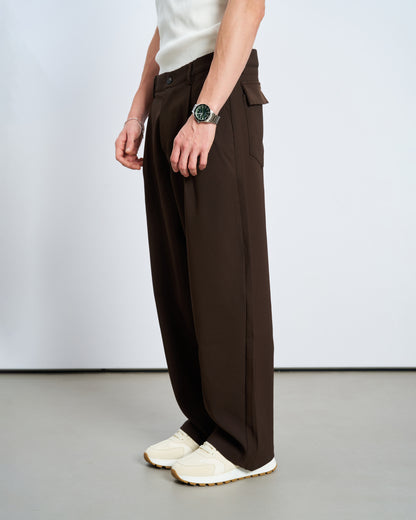Oversize Çift Cepli Gömlek Pantolon Takım - Kahve