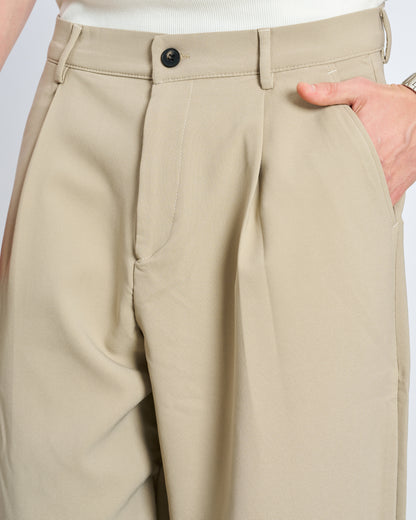 Oversize Çift Cepli Gömlek Pantolon Takım - Taş