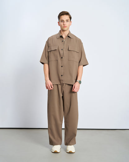 Oversize Çift Cepli Gömlek Pantolon Takım - Haki