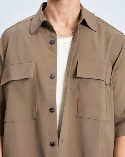 Oversize Çift Cepli Gömlek Pantolon Takım - Haki