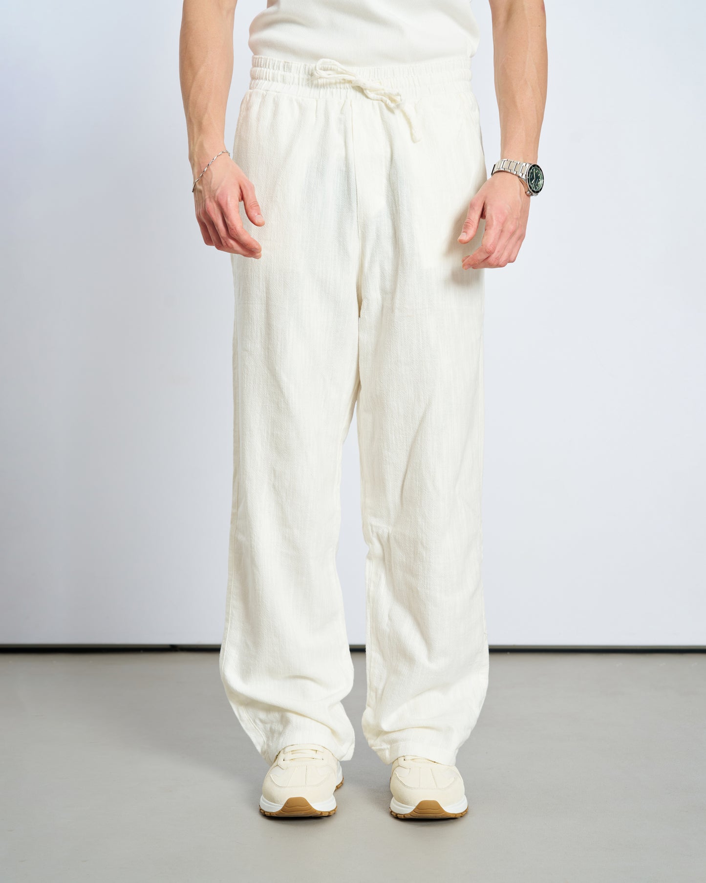 Baggy Keten Pantolon - Ecru