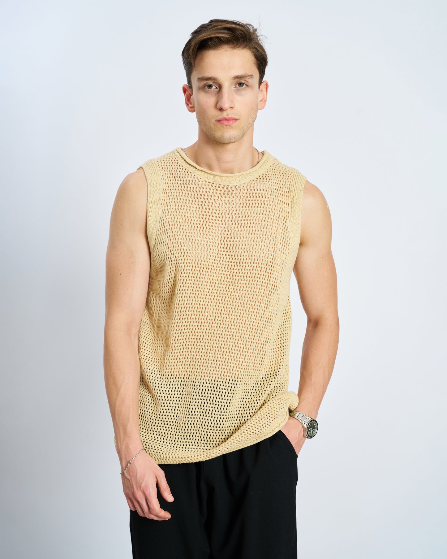 Basic Örgü Atlet - Naturel