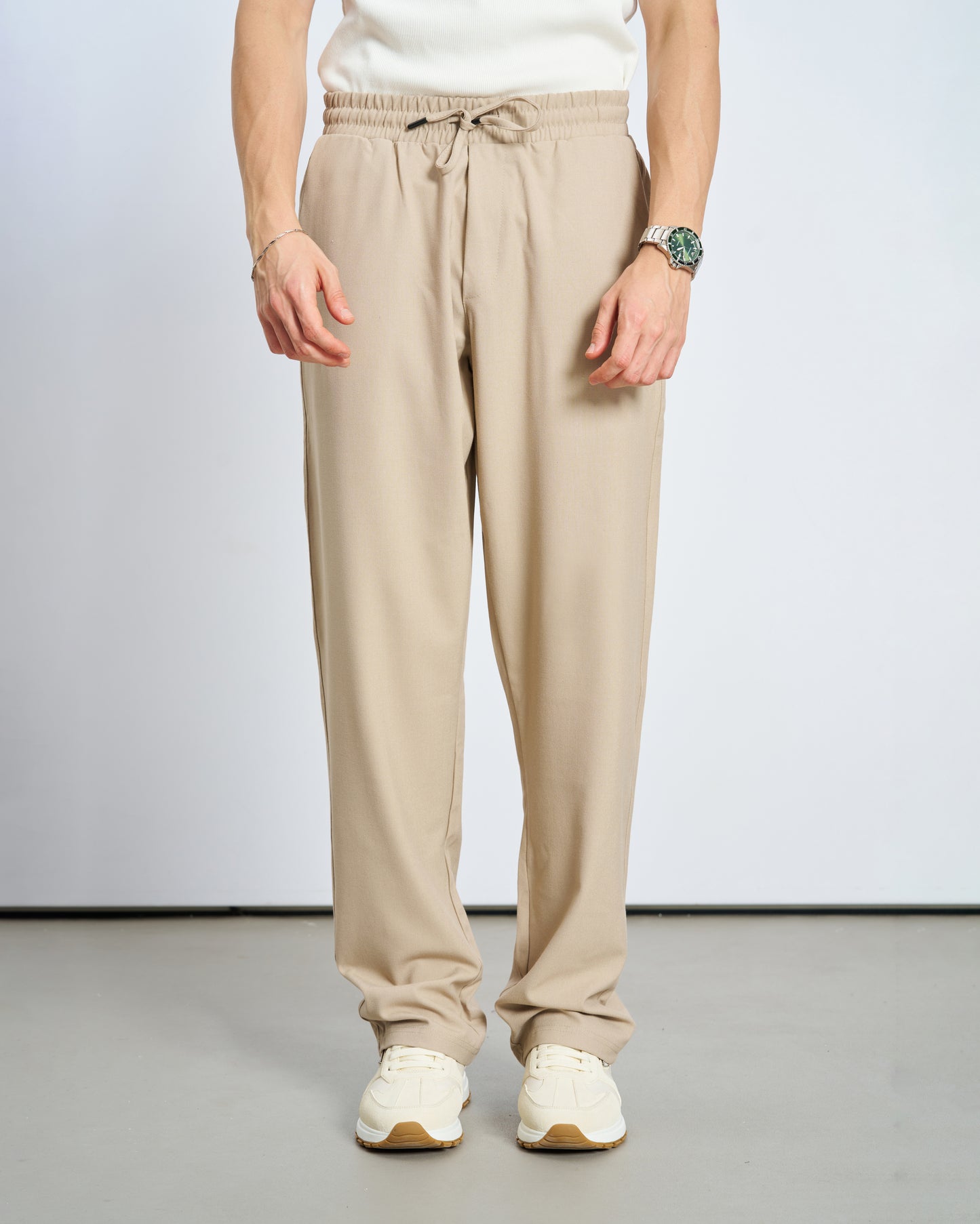 Bol Kesim Basic Pantolon - Taş