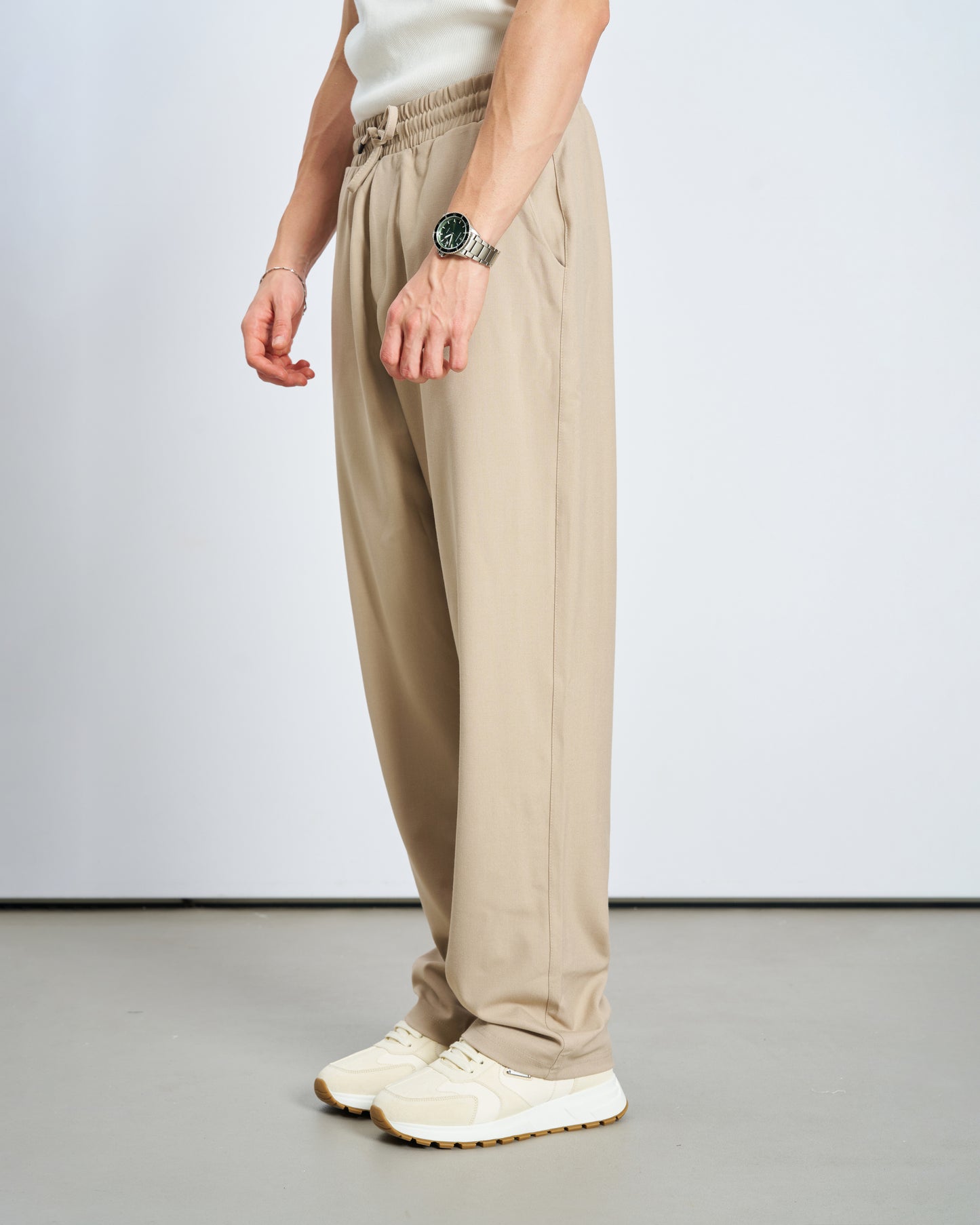Bol Kesim Basic Pantolon - Taş