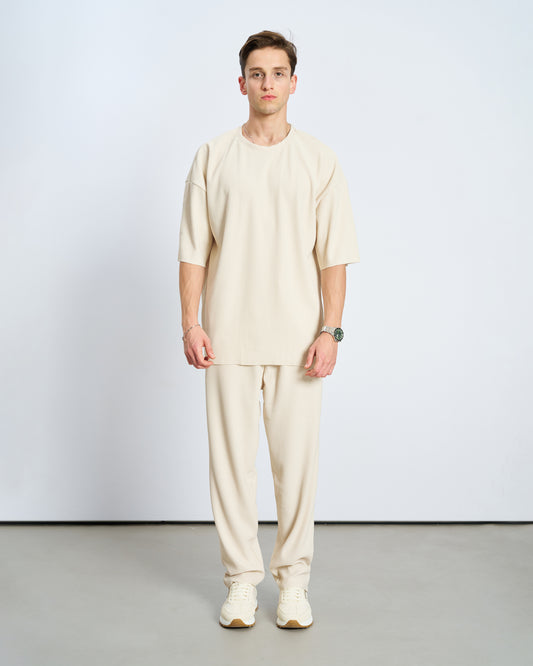 Oversize Rahat Kesim Eşofman Takımı - Bej