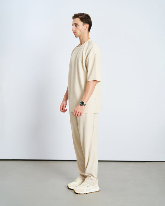 Oversize Rahat Kesim Eşofman Takımı - Bej