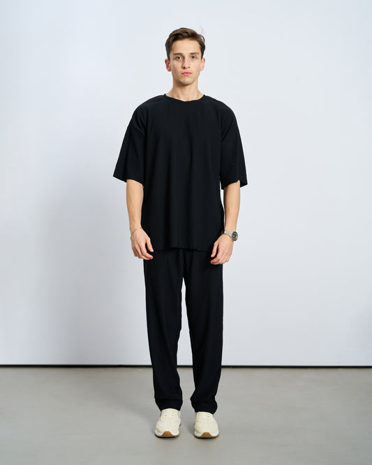 Oversize Rahat Kesim Basic Eşofman Takım - Siyah