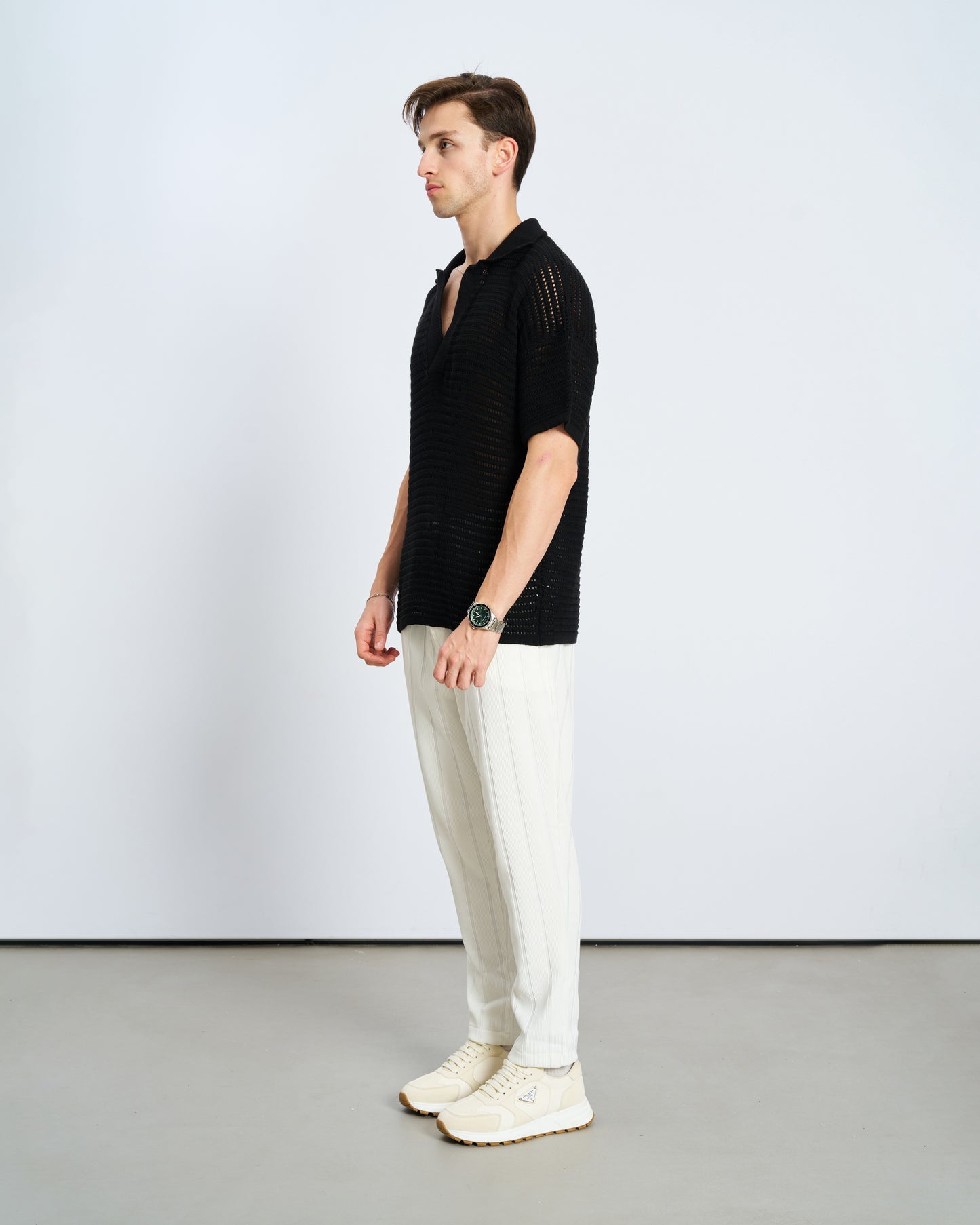 Oversize Örgü Polo  Tişört