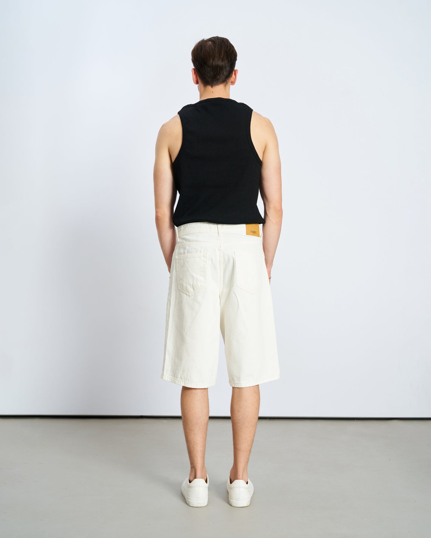 Oversize Bermuda Denim Şort - Beyaz