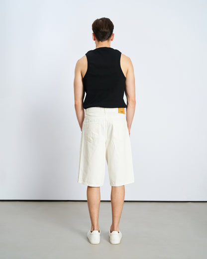 Oversize Bermuda Denim Şort - Beyaz