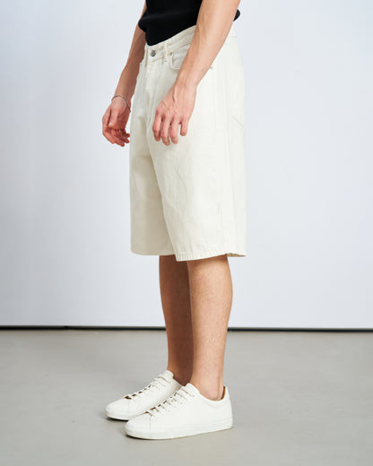 Oversize Bermuda Denim Şort - Beyaz