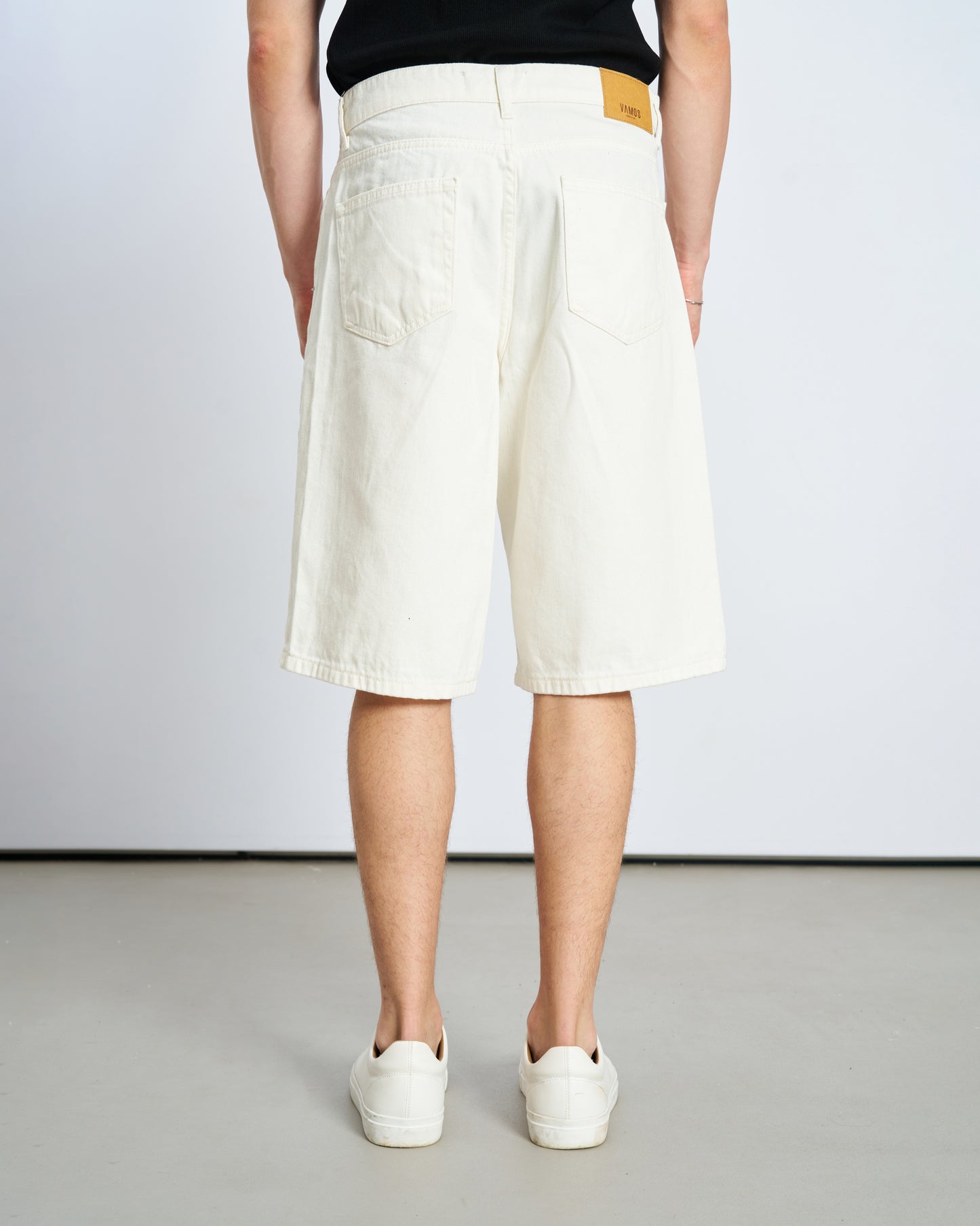 Oversize Bermuda Denim Şort - Beyaz