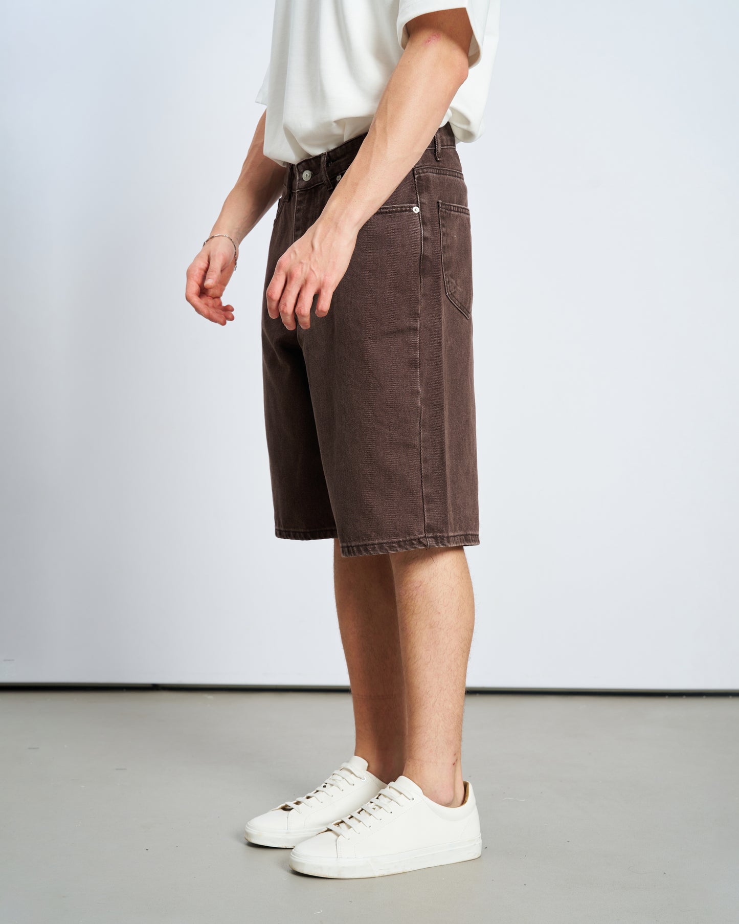 Oversize Bermuda Denim Şort - Kahve