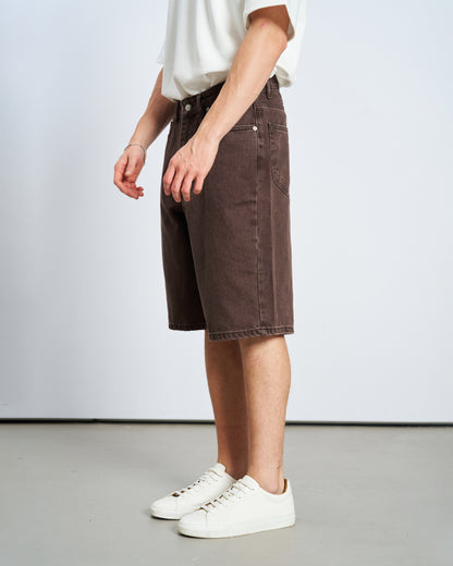 Oversize Bermuda Denim Şort - Kahve