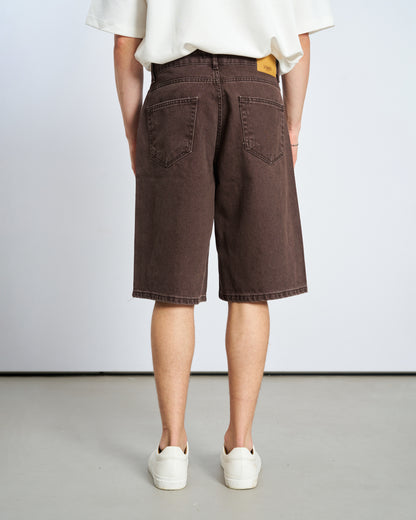 Oversize Bermuda Denim Şort - Kahve